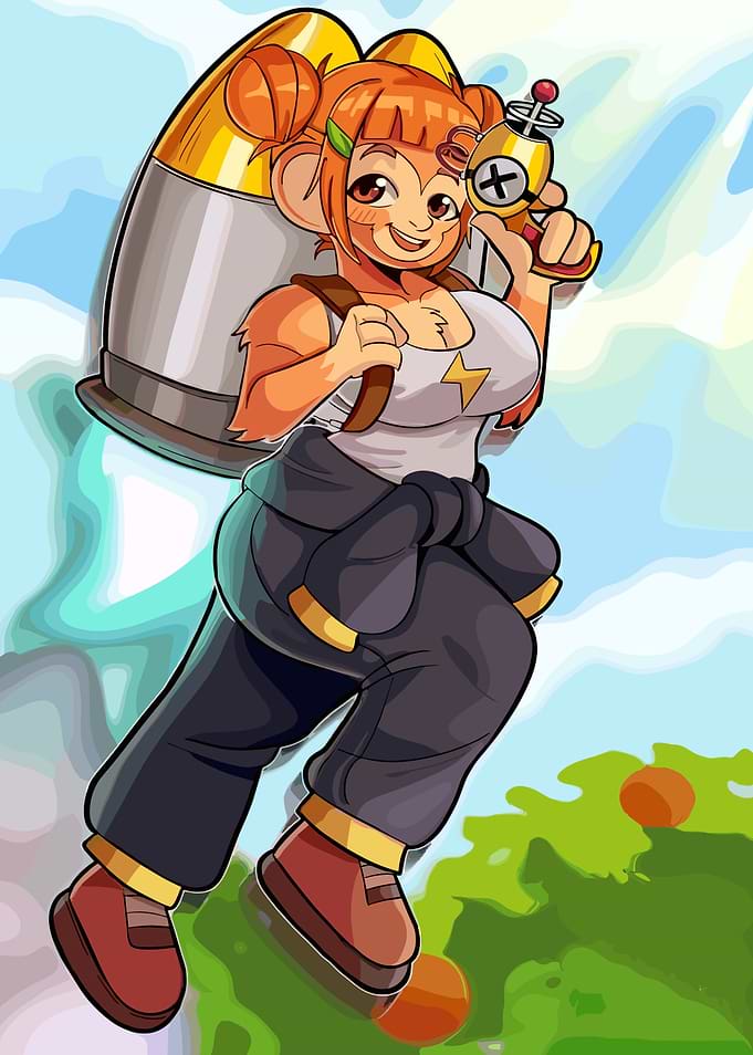 Anime Monkey Girl with Jetpack