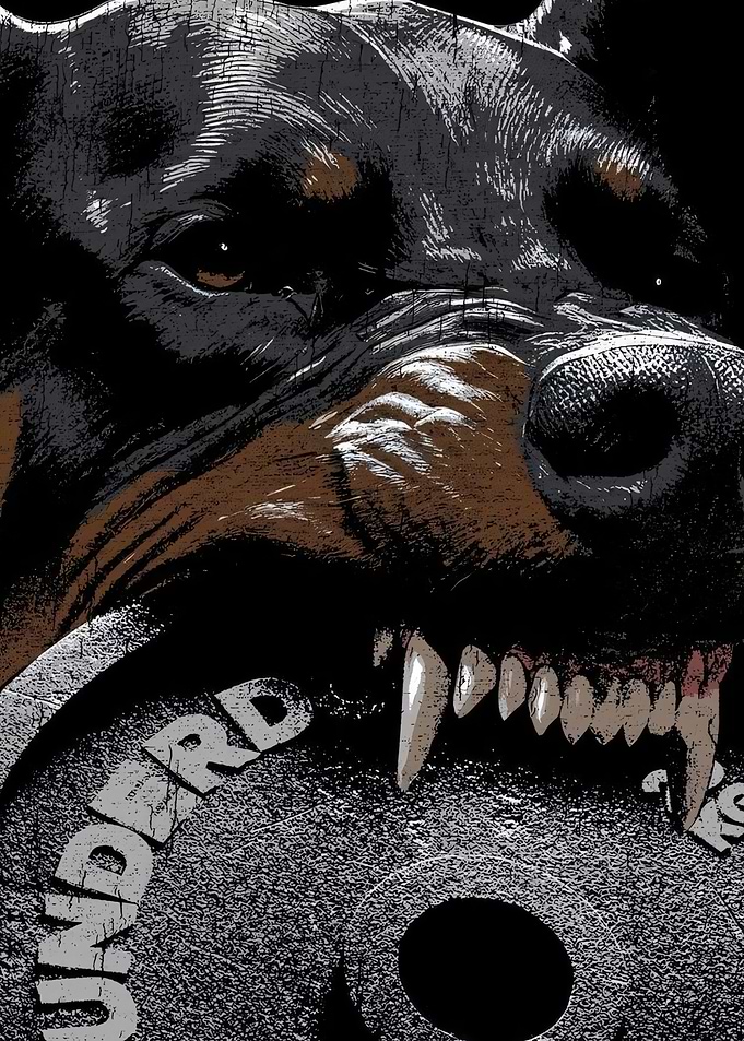 Aggressive Pitbull With Weight Plate Gym Art