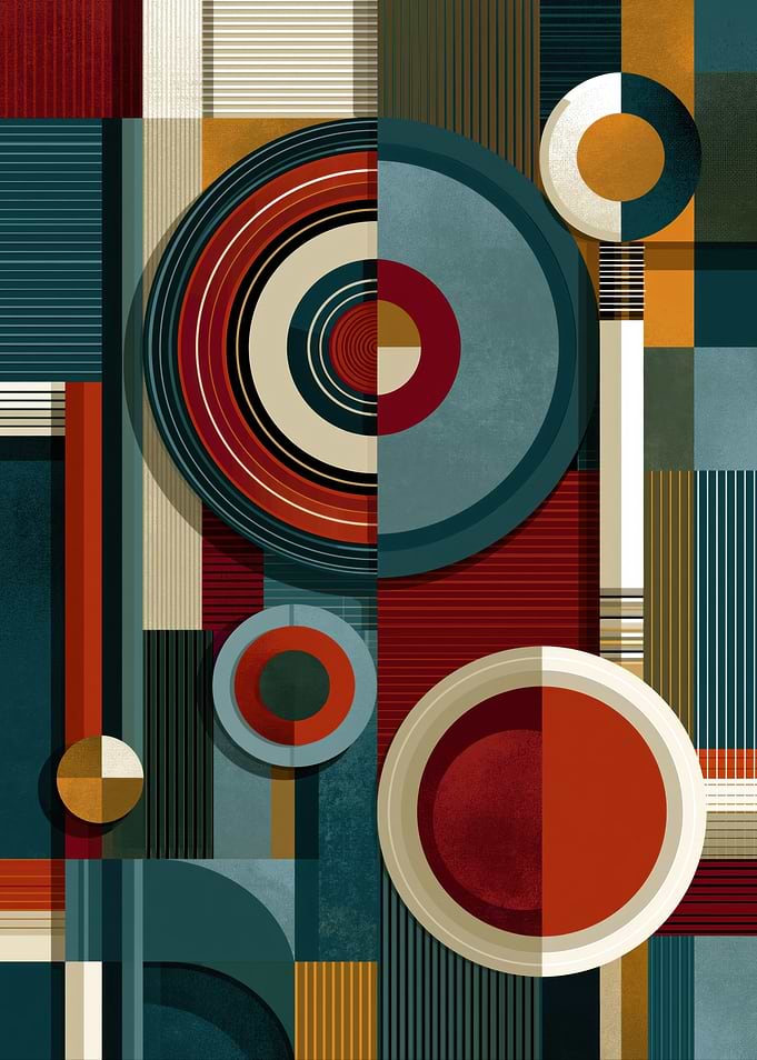 Geometric Abstract Circles and Stripes