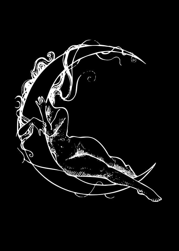 Woman Reclining on Crescent Moon
