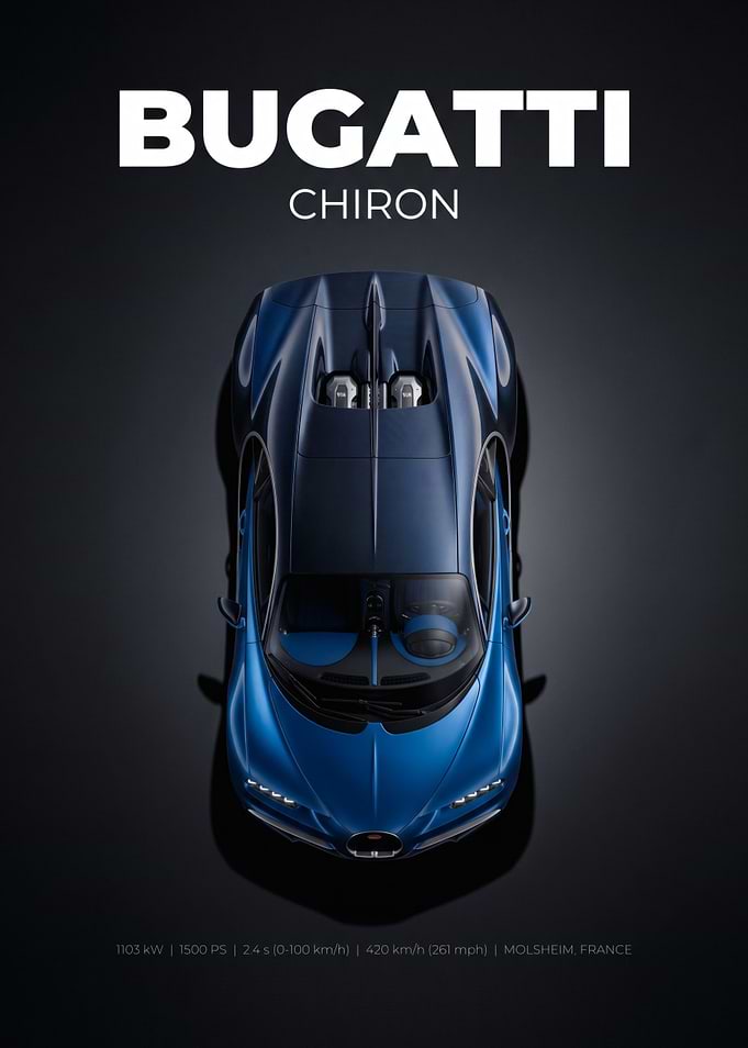 Bugatti Chiron Top View Poster