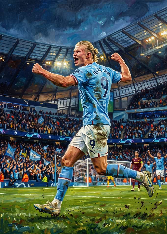 Erling Haaland Goal Celebration Painting