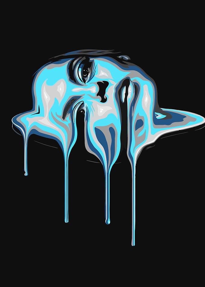 Melting Blue Face Digital Art