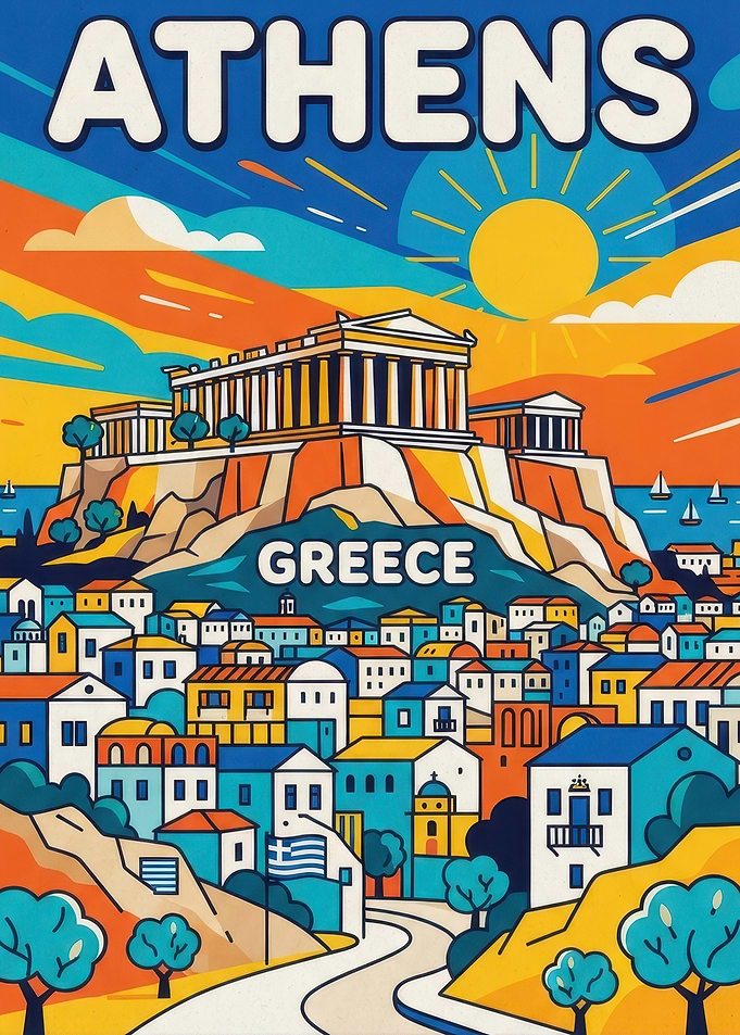Athens Greece Travel Poster Art