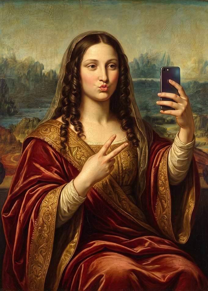 Renaissance Woman Taking a Selfie