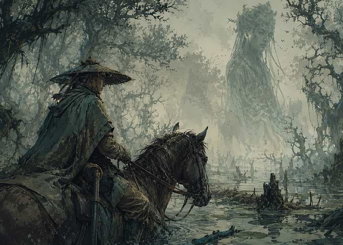Traveler Encountering a Forest Spirit