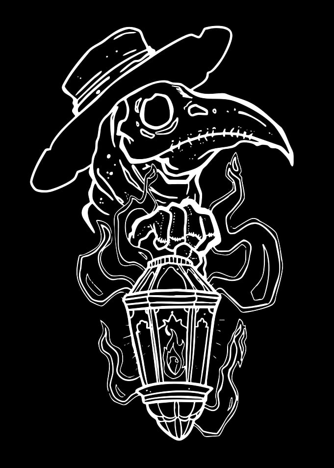 Plague Doctor with Lantern Illustration