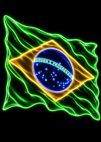 Neon Glowing Brazil Flag