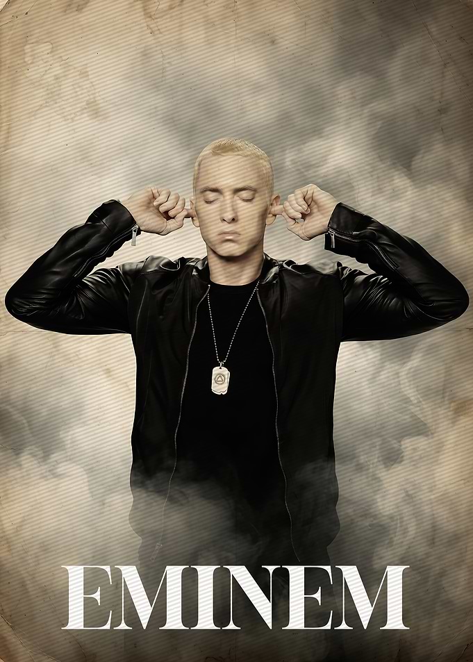 Eminem Portrait with Hands Over Ears
