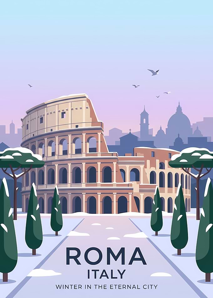 Winter in Rome Italy Travel Poster
