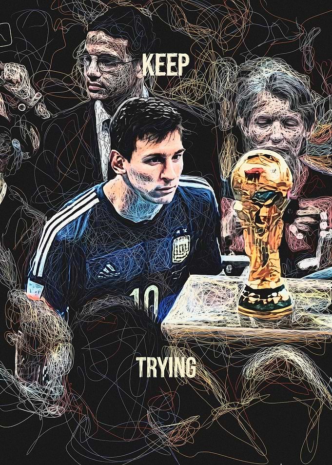 Lionel Messi World Cup Scribble Art