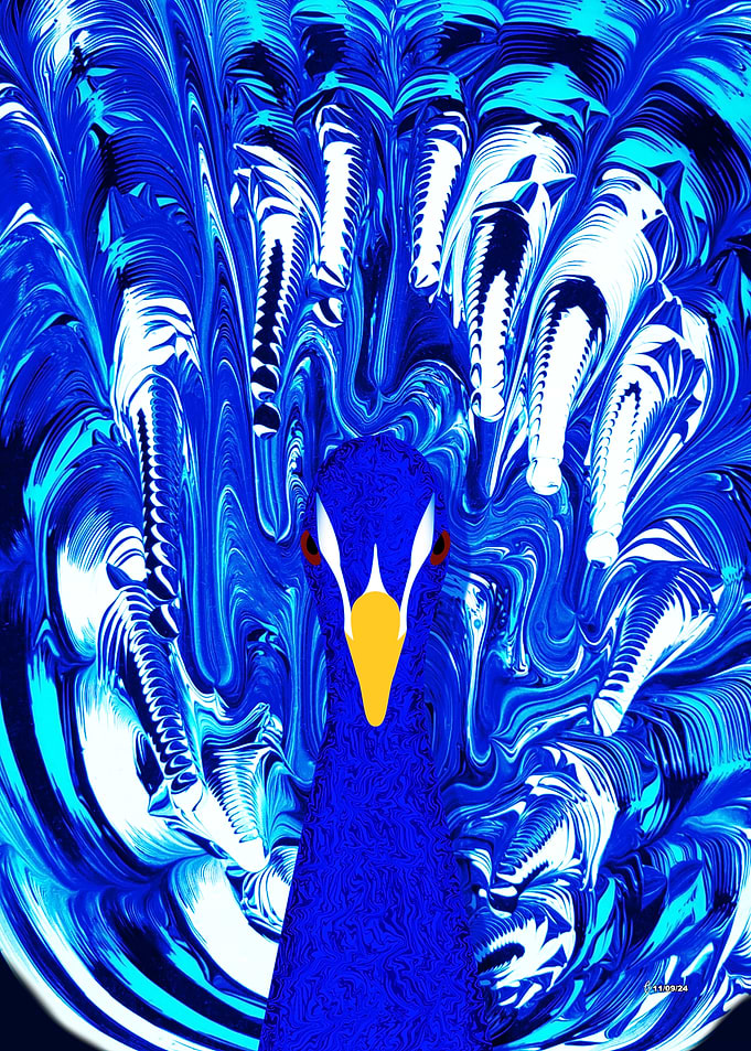 Abstract Blue Peacock Art