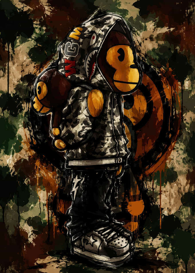 BAPE Baby Milo Camo Hoodie Art