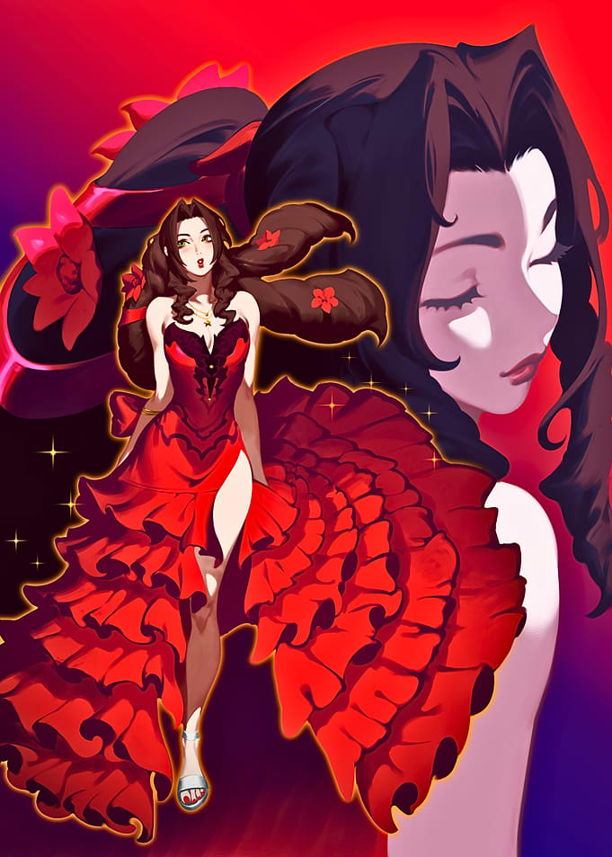 Aerith Gainsborough in Red Dress