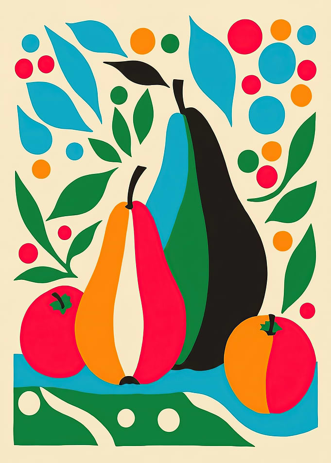 Colorful Matisse-Inspired Fruit Still Life