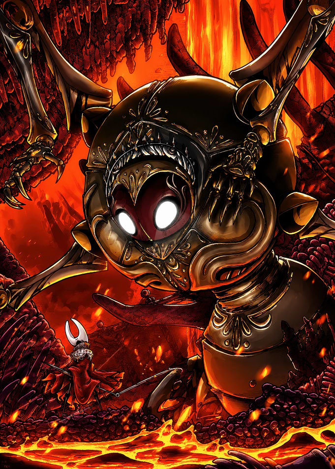 Hornet vs Nosk Hollow Knight Fanart