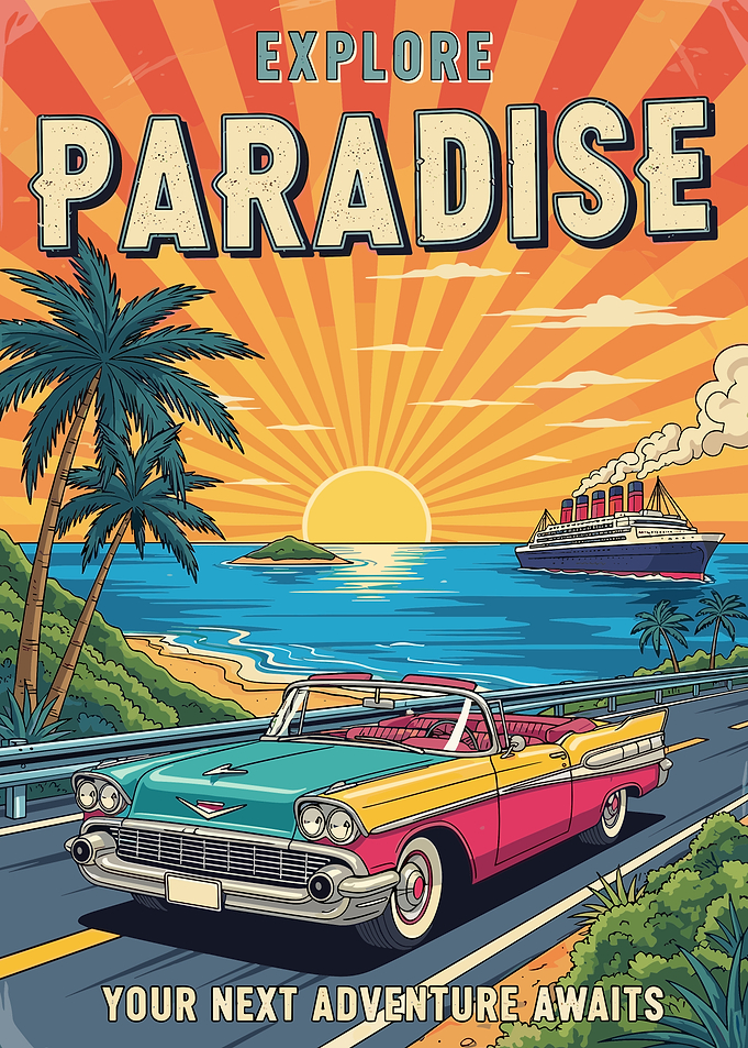 Explore Paradise Vintage Travel Poster