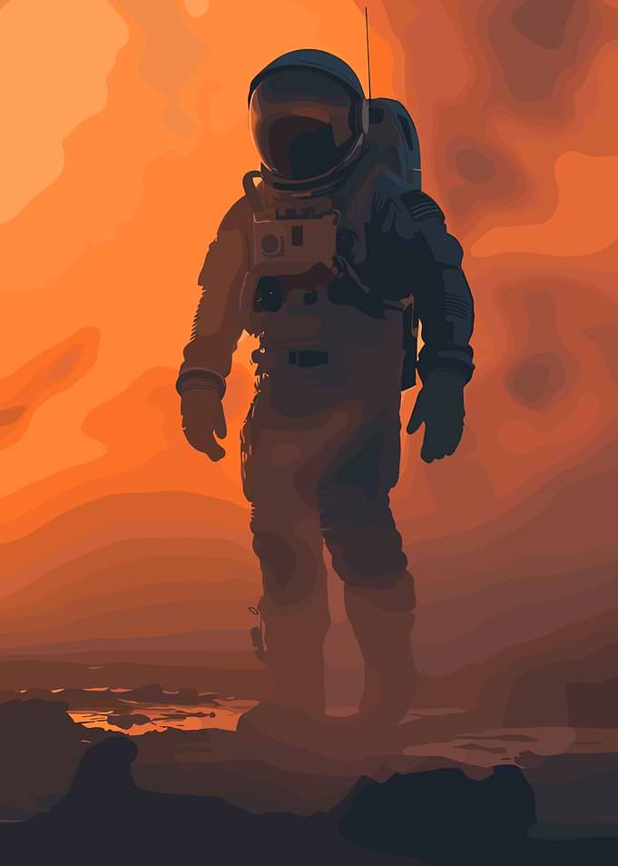 Astronaut Standing on Mars Surface