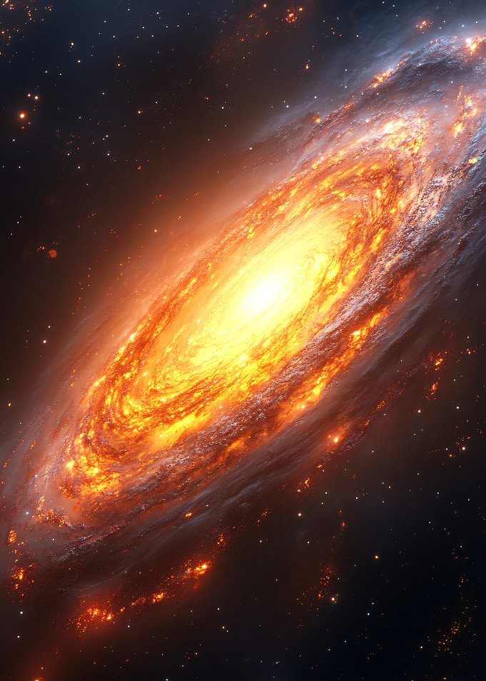 Fiery Spiral Galaxy in Deep Space