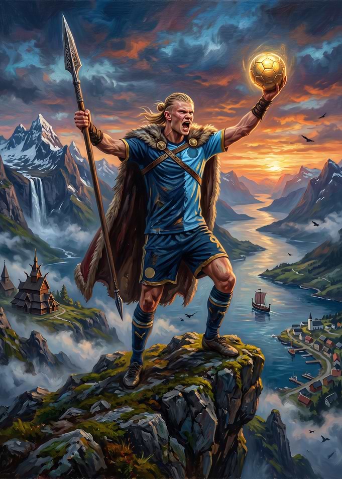 Erling Haaland Viking Warrior Fantasy Art