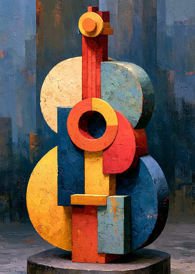 Abstract Geometric Guitar Sculpture