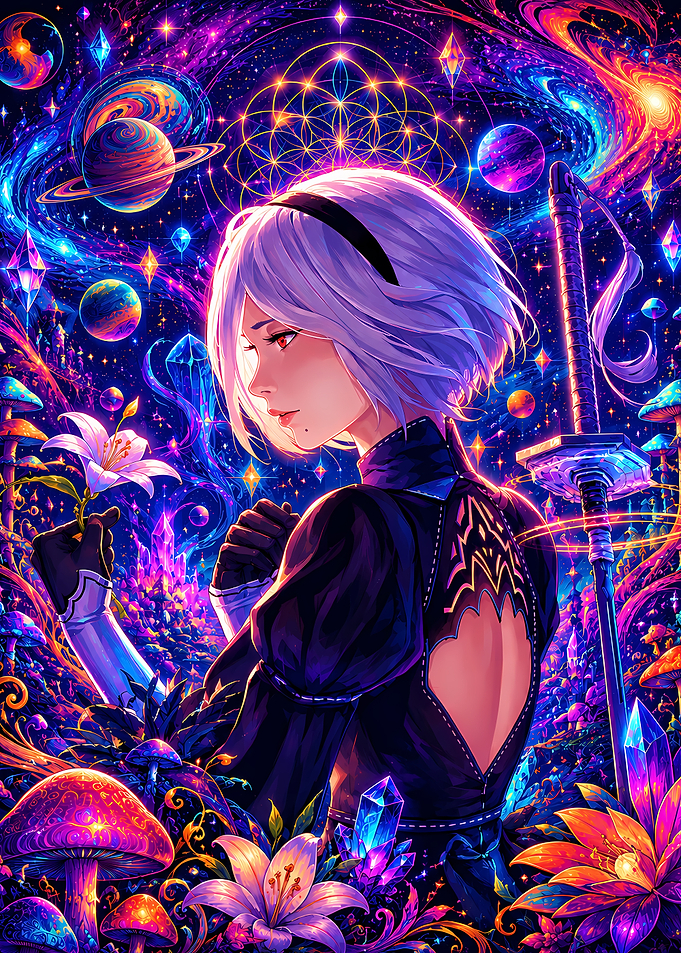 2B in a Cosmic Fantasy Garden