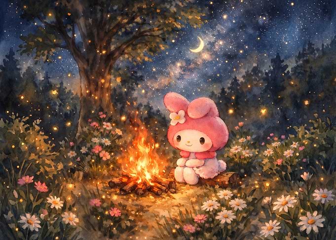 My Melody Camping Under Starry Sky