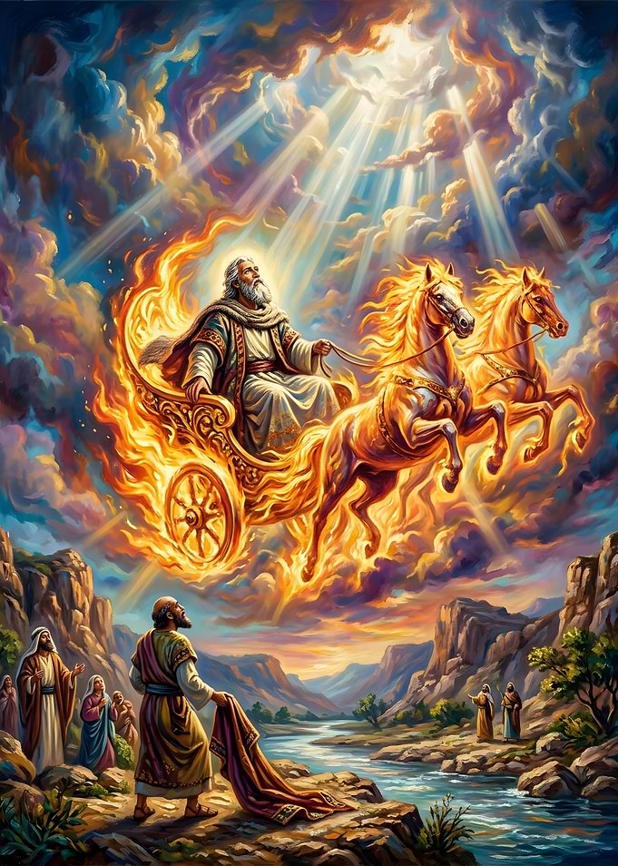 Elijah Ascending to Heaven in Chariot