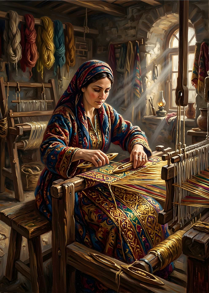 Artisan Weaver at Traditional Loom