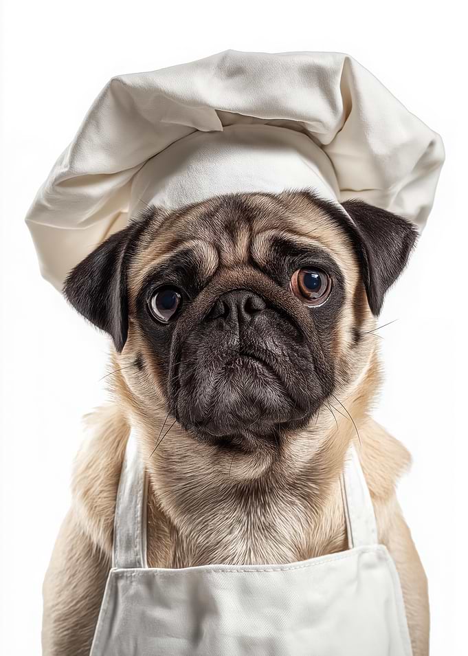 Pug Dog Dressed as a Chef