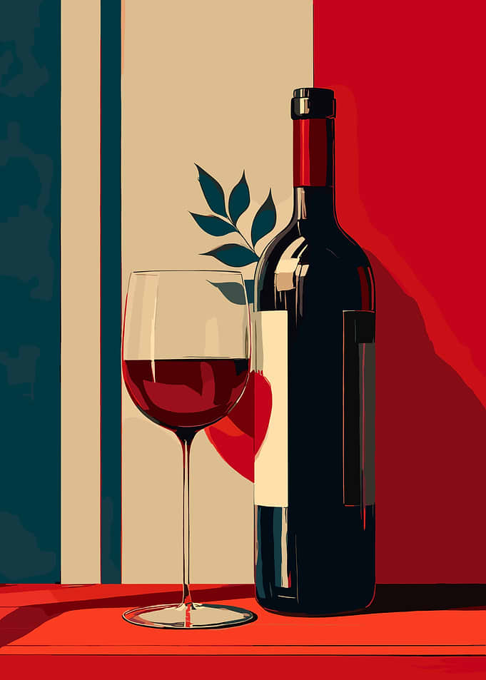 Minimalist Red Wine Still Life