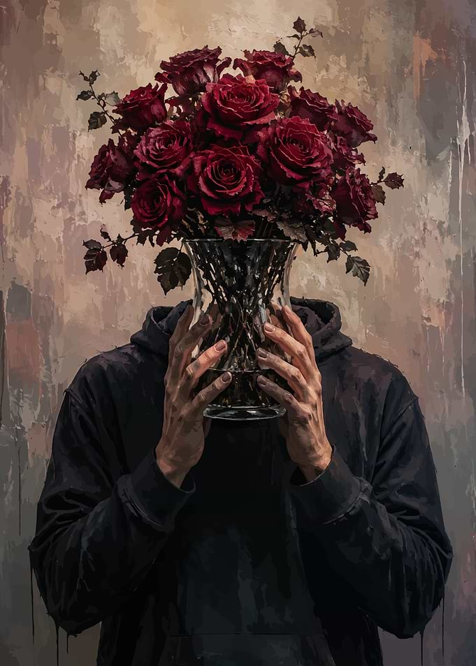 Person Holding Bouquet of Red Roses