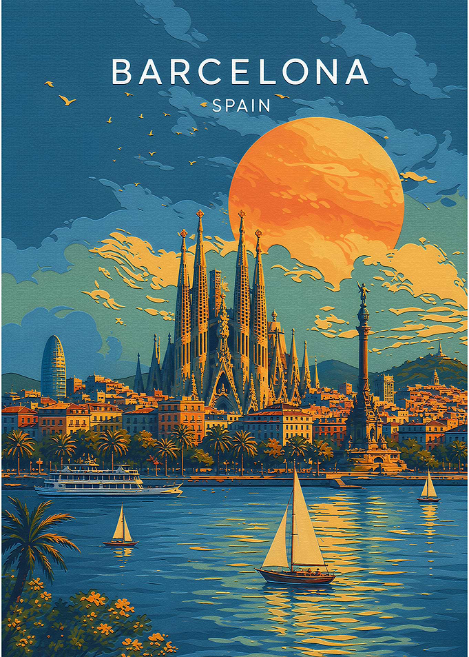 Barcelona Spain Travel Poster