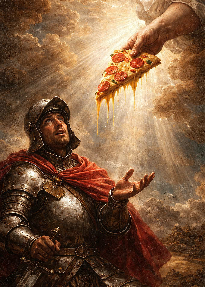 Divine Pizza Offering to Knight