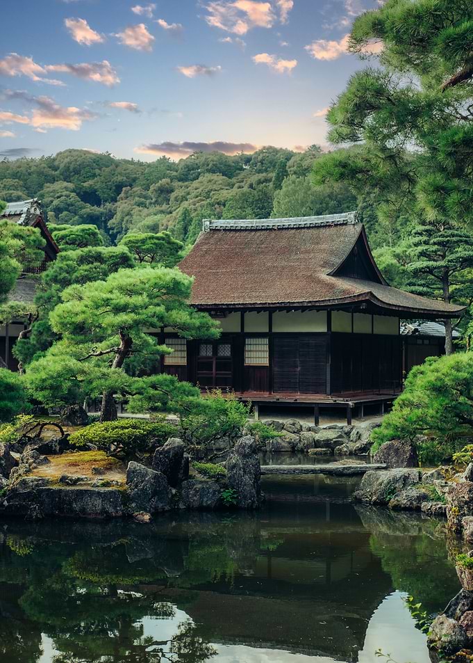 Traditional Japanese Temple Garden Scene