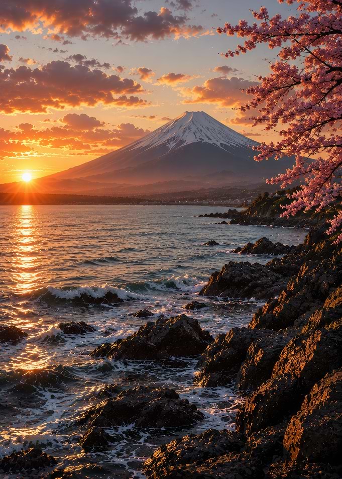 Serene Japanese Sunset Landscape