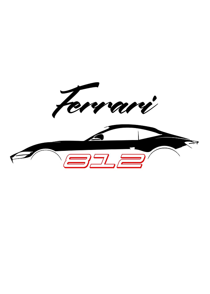 Ferrari 812 Minimalist Car Silhouette