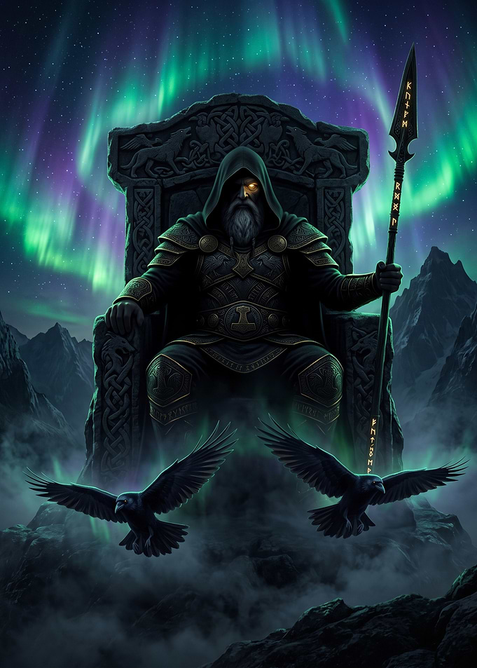 Odin's Last Watch – Norse Mythology Raven God Art