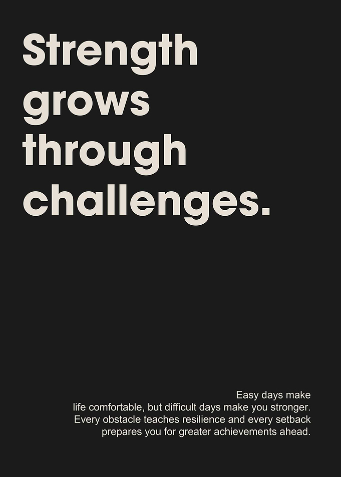 Strength Grows Through Challenges Quote Poster