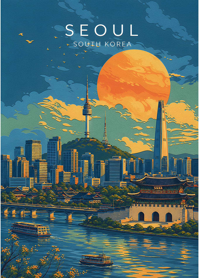 Seoul South Korea Travel Poster