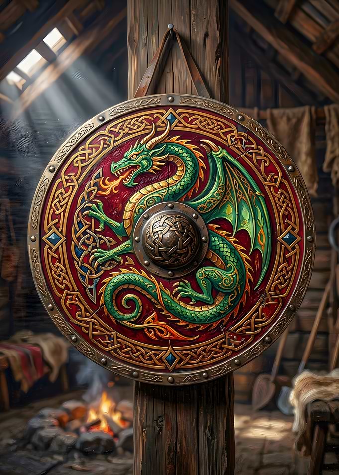 Ornate Viking Dragon Shield