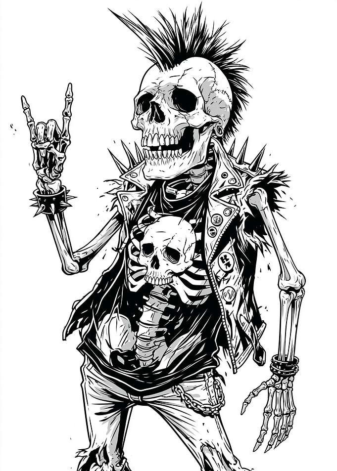 Punk Rock Skeleton with Mohawk
