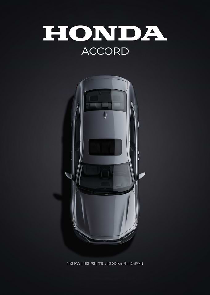 Minimalist Honda Accord Top View Poster