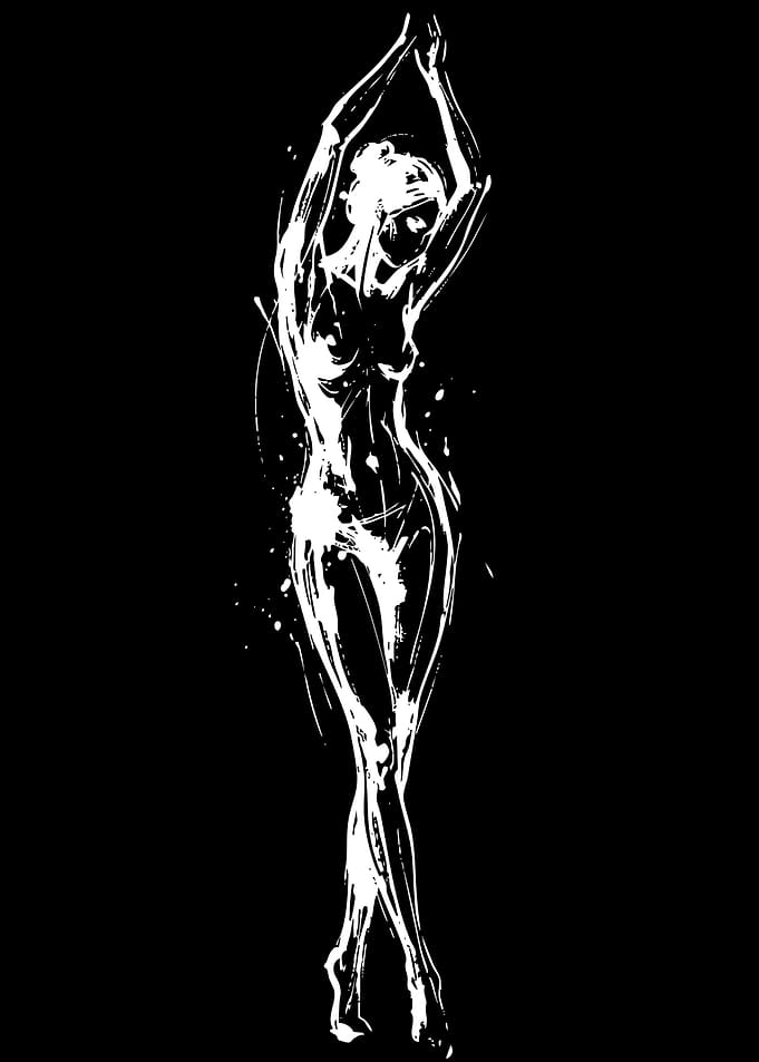 Abstract Ink Sketch of Female Figure