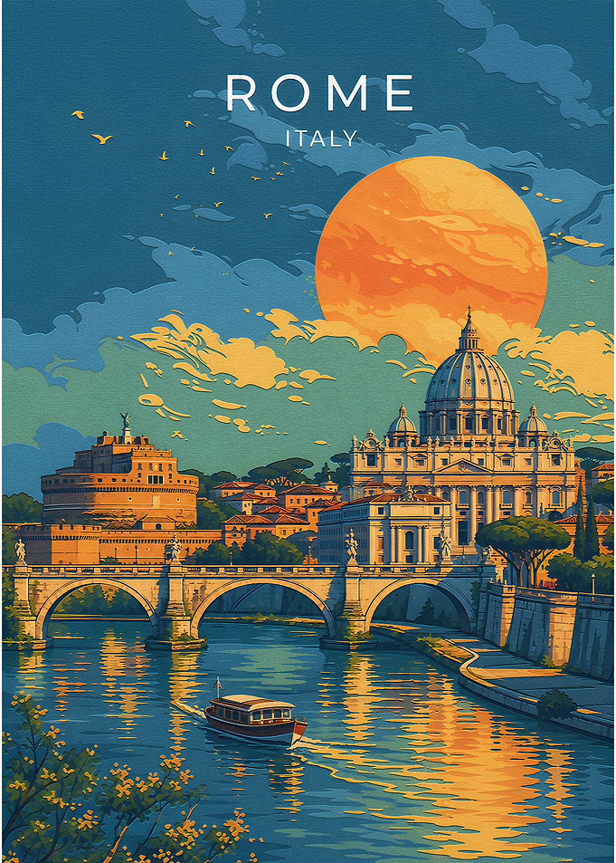 Vintage Travel Poster of Rome