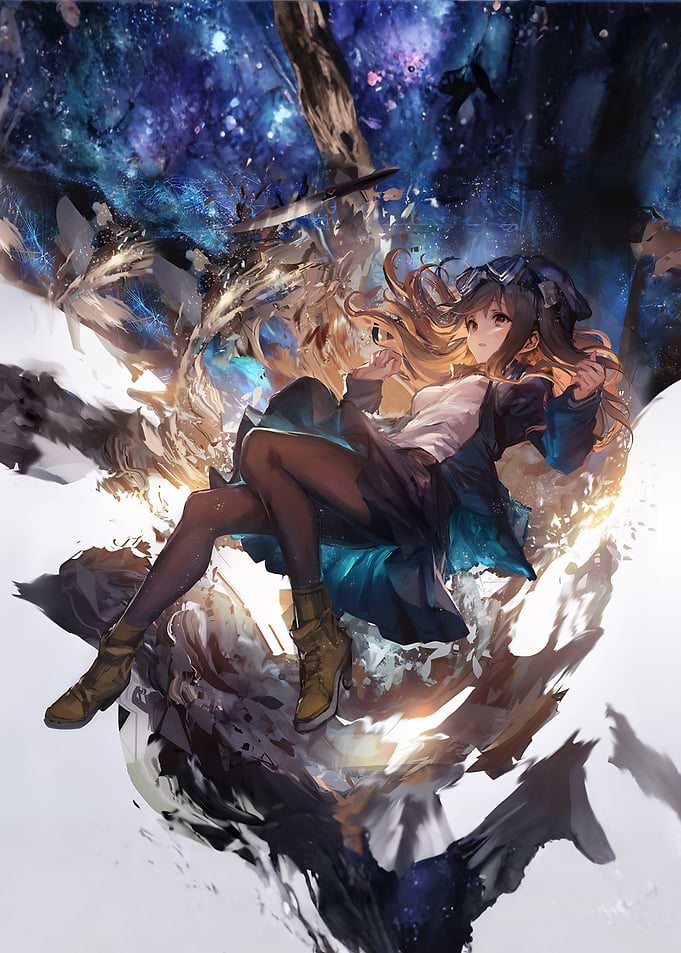 Girl Floating in Cosmic Void