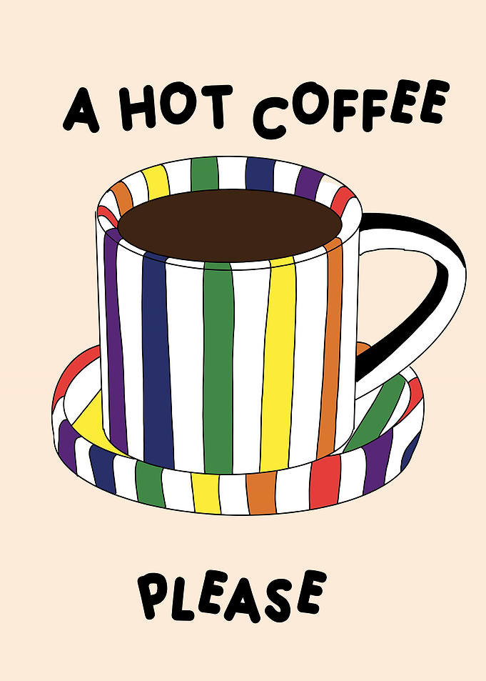 A Hot Coffee Please Illustration