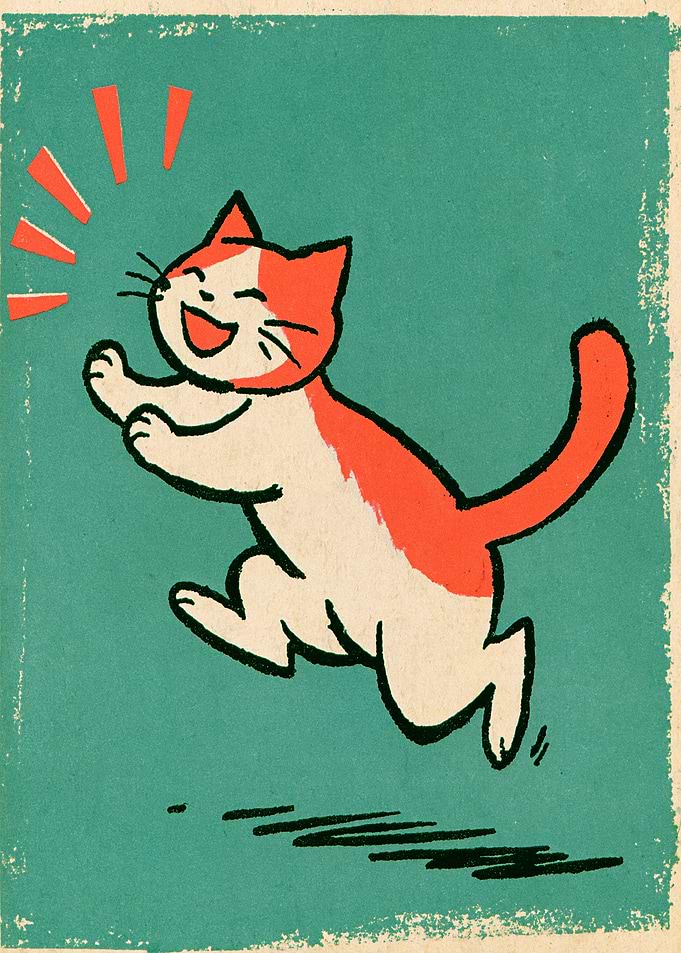 Happy Jumping Orange and White Cat