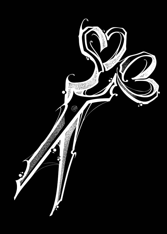 Stylized Heart-Shaped Scissors Illustration