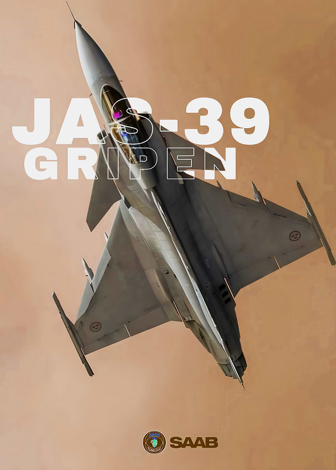 SAAB JAS-39 Gripen Fighter Jet Poster